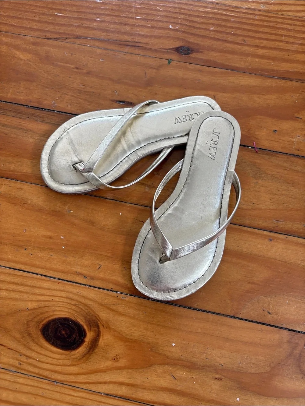 J. Crew Metallic Gold Thong Sandals